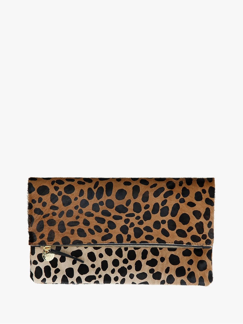 Clare V. Leopard Calf Hair Fold Over Clutch